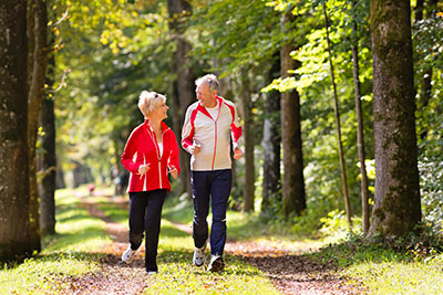 two people running