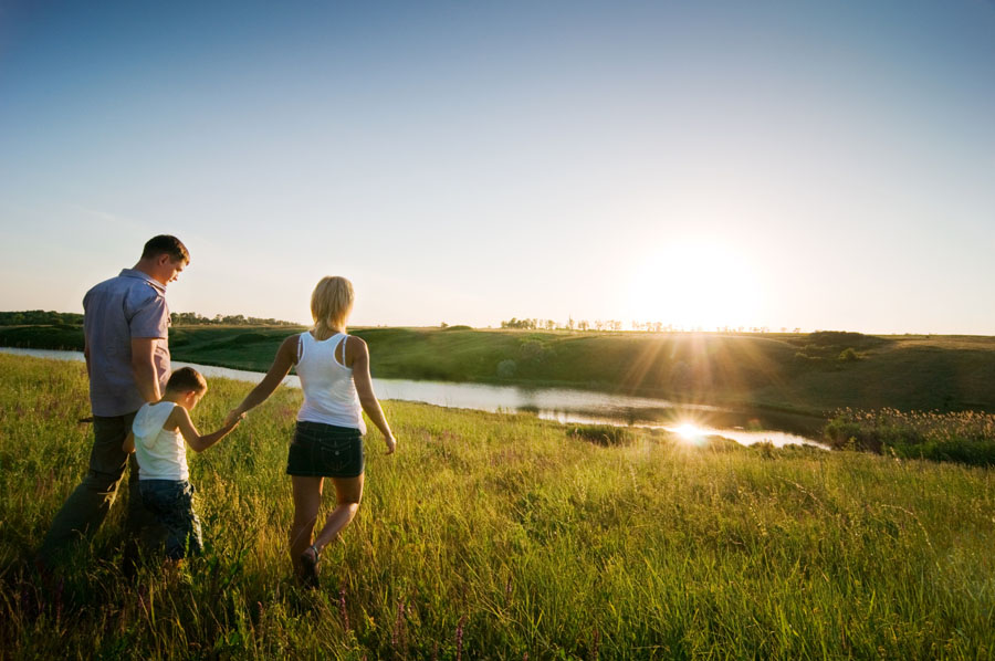 family in field